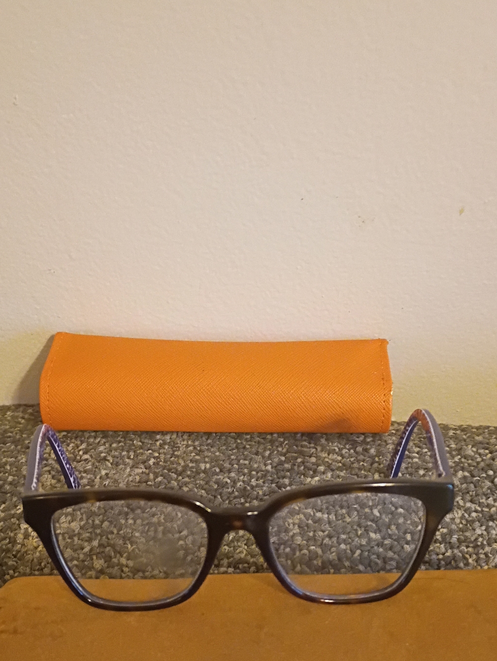 Tory burch Classic Tortoise Shell And Blue Square Eyeglasses Frames Only